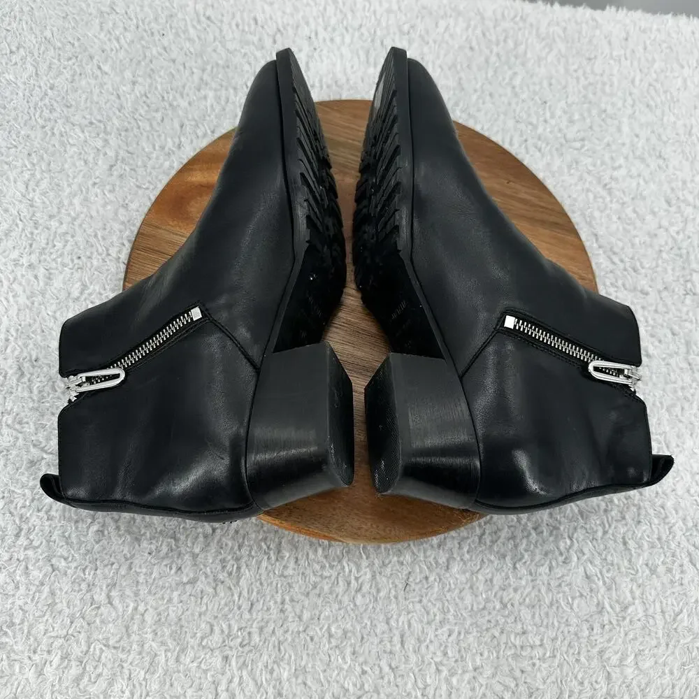 Aquatalia Boots Womens 9.5 Black Leather Fantina Weatherproof‎ Dual Zip Bootie